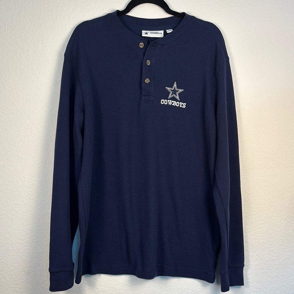 Dallas Cowboys Navy Thermal Long Sleeve Henley Shirt Size 2XL